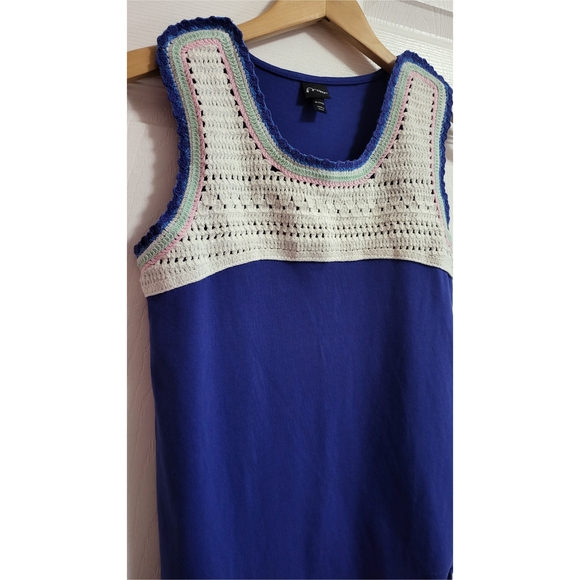 🌿Art Class Blue Crochet Bodice Sleeveless Top Boho Youth XL 14/16 Women’s Small - Picture 6 of 11